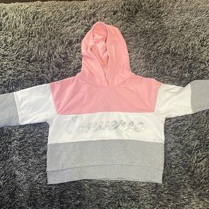 PINK, WHITE, GREY CROPT HOODIE